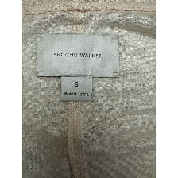 Brochu Walker Cardigan Beige Silk Open Front Size Small - Picture 3 of 4